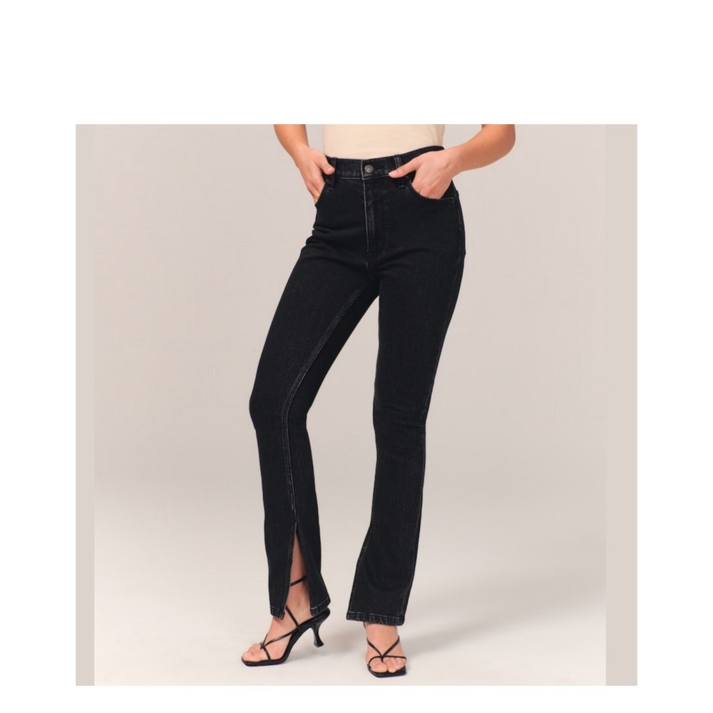 Abercrombie Fitch Skinny‎ High Rise Curve Love Black Wash Jeans 34 18R Split hem